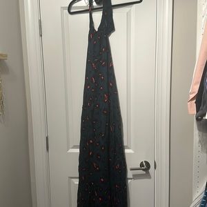 Green leopard halter dress